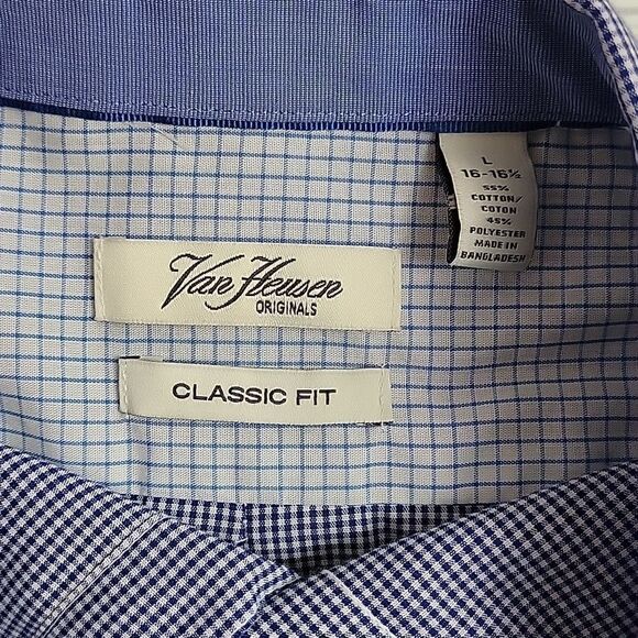 Van Heusen Originals Classic Fit checkered button-down shirt Men's Size 16 1/4 - Picture 9 of 11